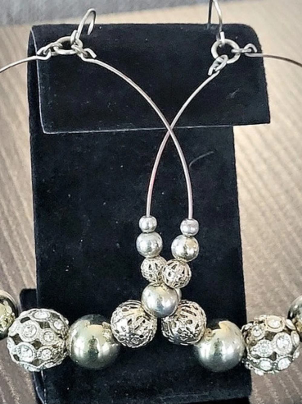 Silver-Tone Beaded Statement Earrings